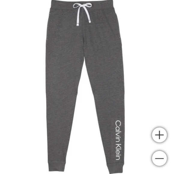 Women’s Calvin Klein terry gray logo joggers L - Picture 1 of 5
